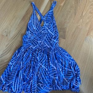 blue and pink urban outfitter’s romper